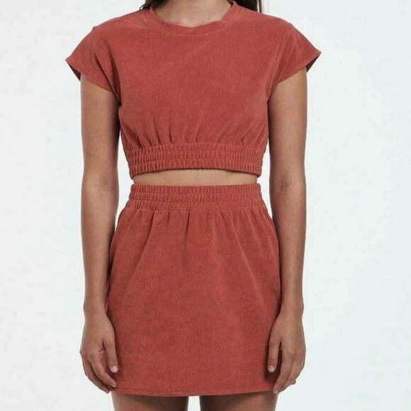 Charlie Holiday Soleil  Mini Skirt Rust Women’s Size US 6 100% Cotton Pull On - Picture 1 of 5